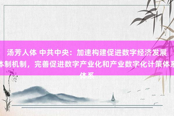 汤芳人体 中共中央：加速构建促进数字经济发展体制机制，完善促进数字产业化和产业数字化计策体系