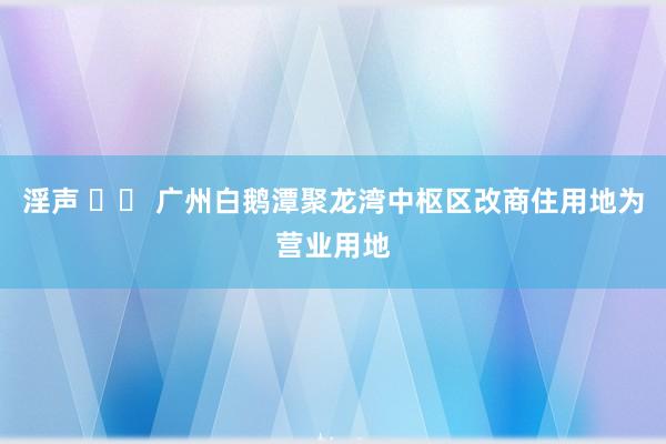 淫声 		 广州白鹅潭聚龙湾中枢区改商住用地为营业用地