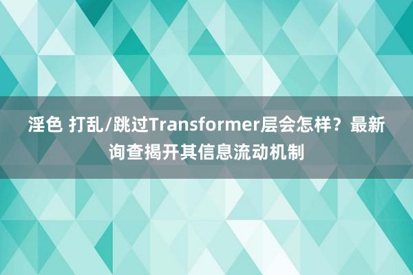 淫色 打乱/跳过Transformer层会怎样？最新询查揭开其信息流动机制