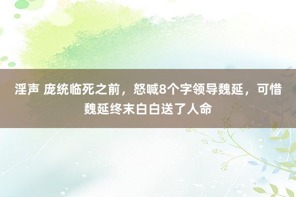 淫声 庞统临死之前，怒喊8个字领导魏延，可惜魏延终末白白送了人命