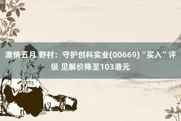 激情五月 野村：守护创科实业(00669)“买入”评级 见解价降至103港元