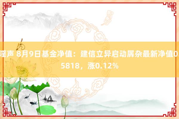 淫声 8月9日基金净值：建信立异启动羼杂最新净值0.5818，涨0.12%