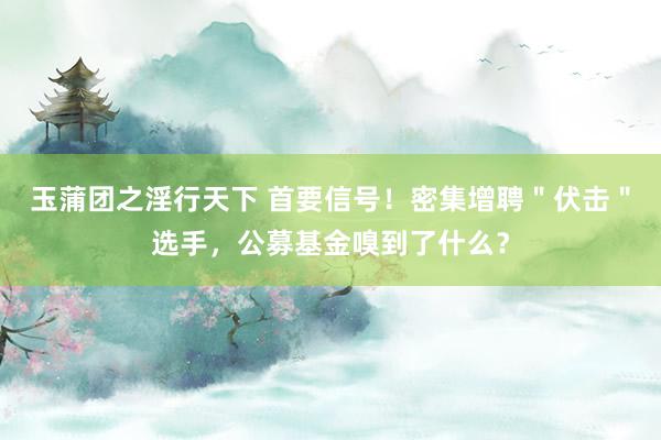 玉蒲团之淫行天下 首要信号！密集增聘＂伏击＂选手，公募基金嗅到了什么？