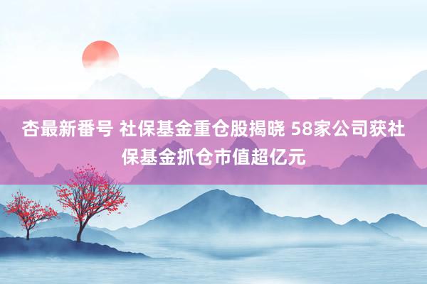 杏最新番号 社保基金重仓股揭晓 58家公司获社保基金抓仓市值超亿元