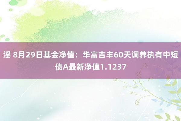 淫 8月29日基金净值：华富吉丰60天调养执有中短债A最新净值1.1237