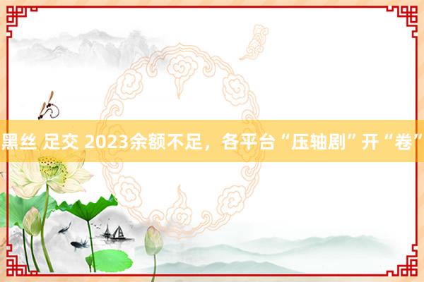 黑丝 足交 2023余额不足，各平台“压轴剧”开“卷”